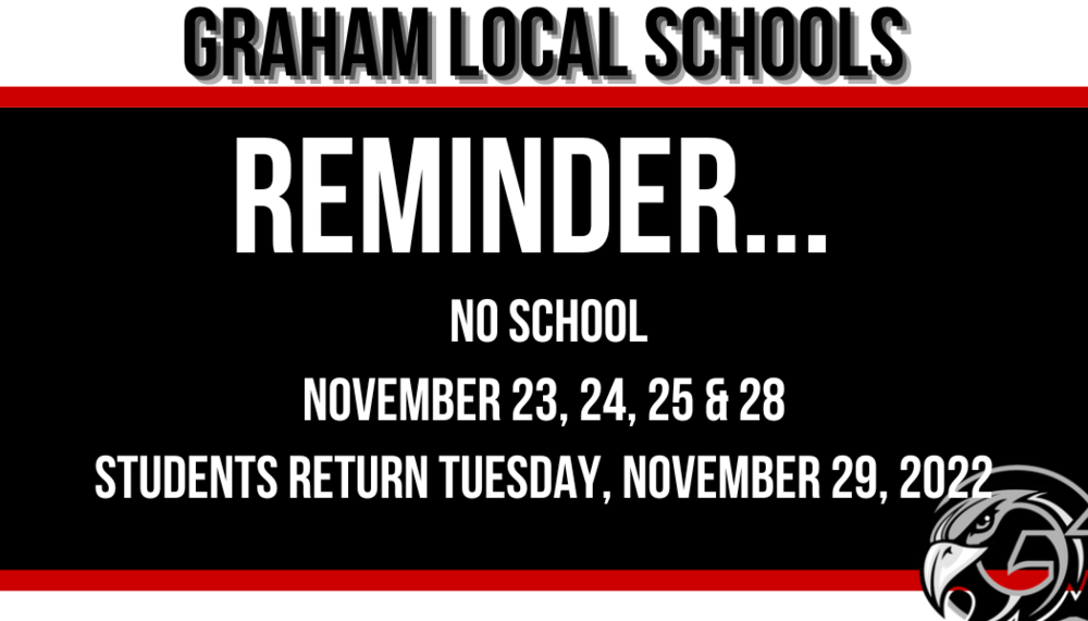 No school Nov 23,24,25 & 28